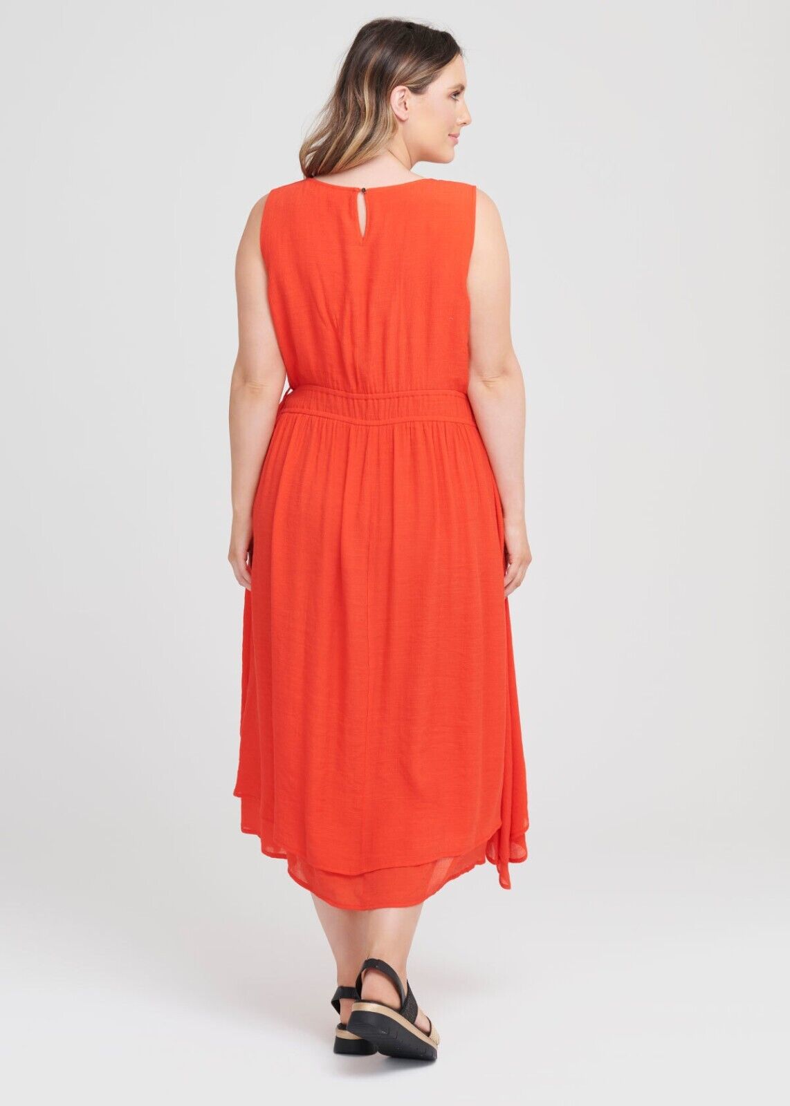 VIRTUELLE TAKING SHAPE Sun Blazing Midi Dress Orange Africa CTS alling Sz 18 NEW