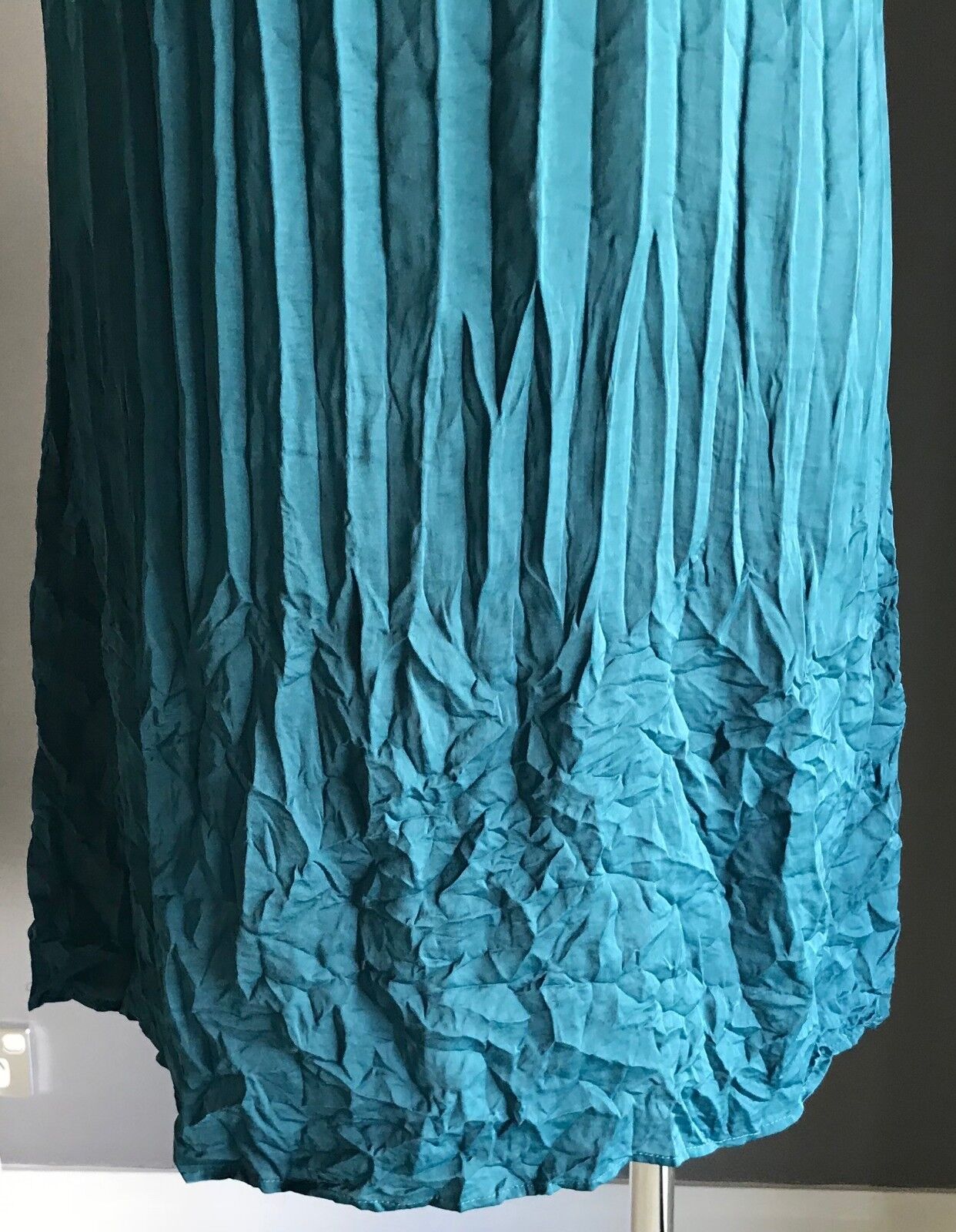TAKING SHAPE TS Tunic Dress Teal Green Sleeveless Crinkle Pleat Size 14 NEW