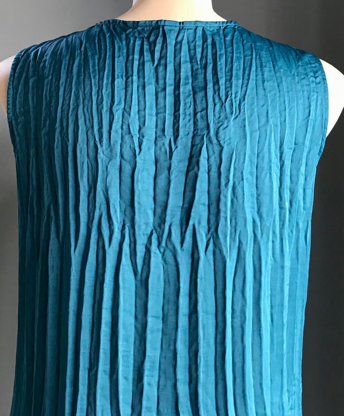 TAKING SHAPE TS Tunic Dress Teal Green Sleeveless Crinkle Pleat Size 14 NEW