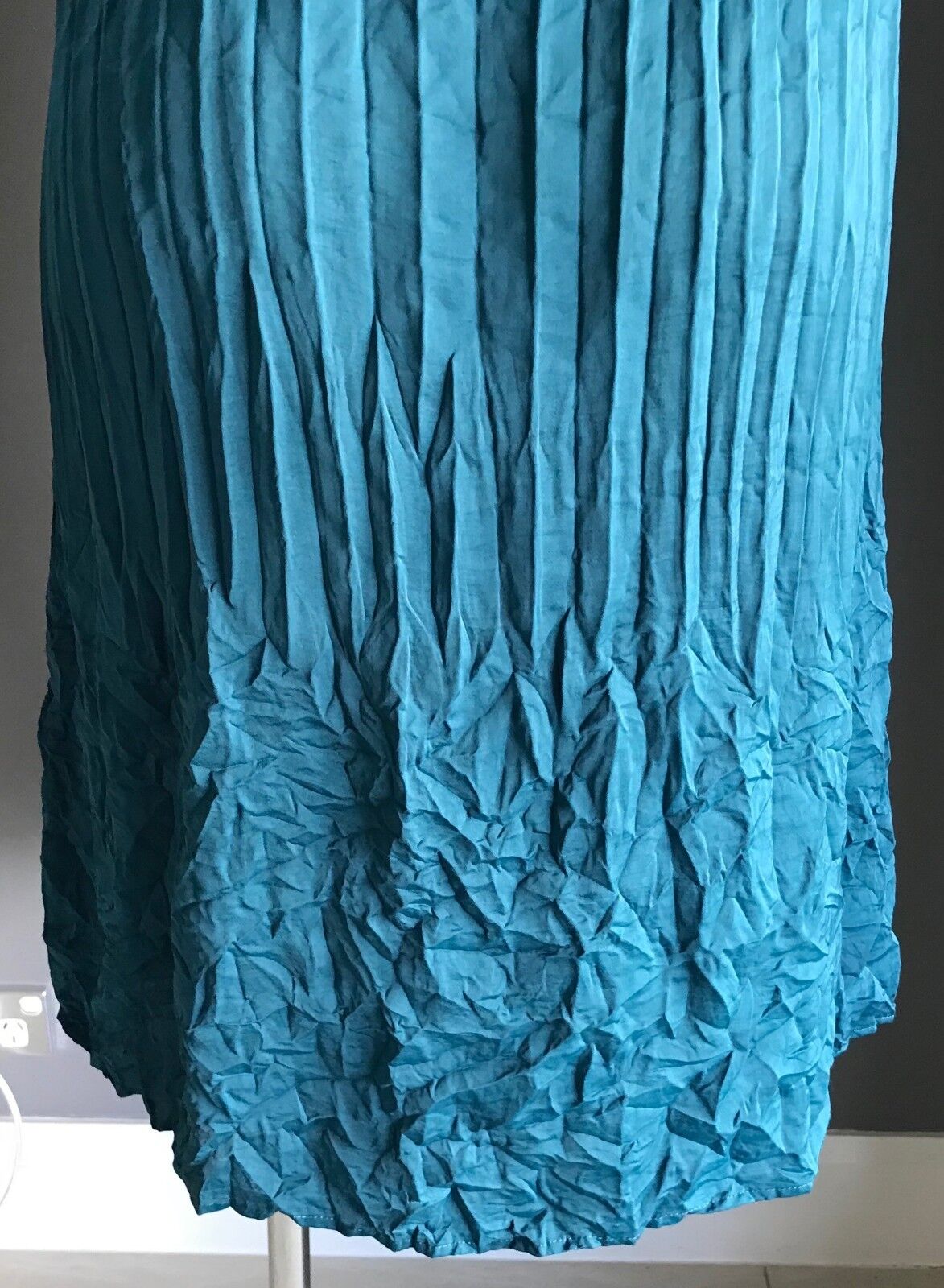 TAKING SHAPE TS Tunic Dress Teal Green Sleeveless Crinkle Pleat Size 14 NEW