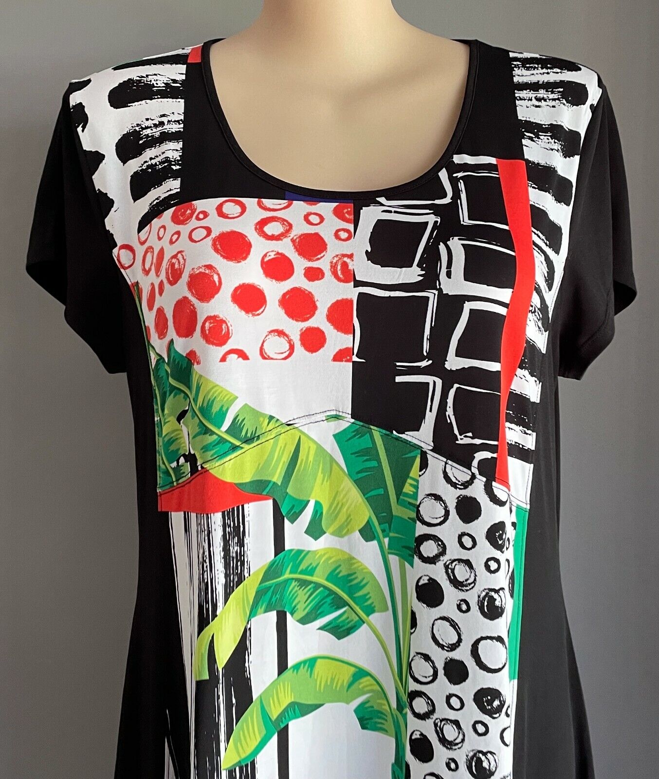 TAKING SHAPE TS Dress Multi Colour Print Cap Sleeve A-Line Style Jersey Size 18