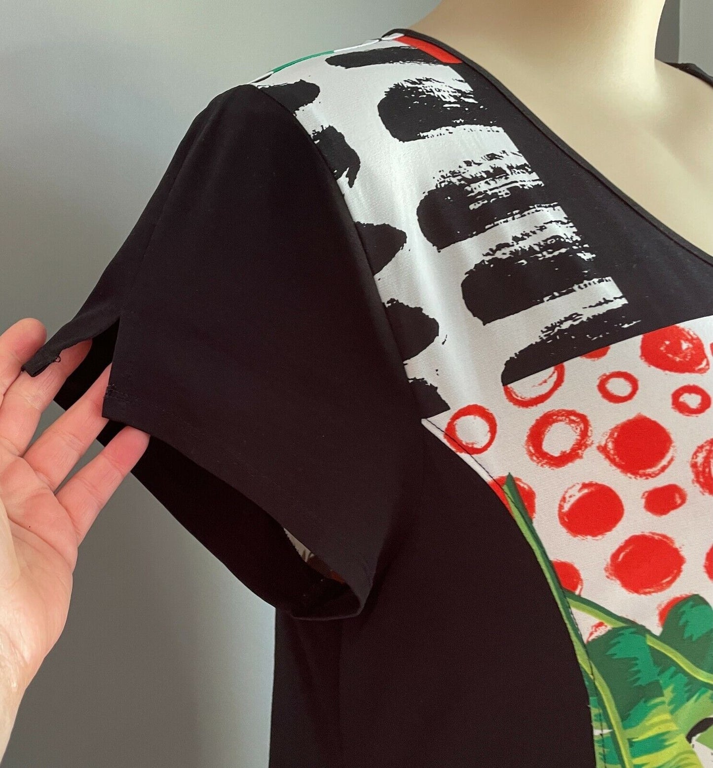 TAKING SHAPE TS Dress Multi Colour Print Cap Sleeve A-Line Style Jersey Size 18