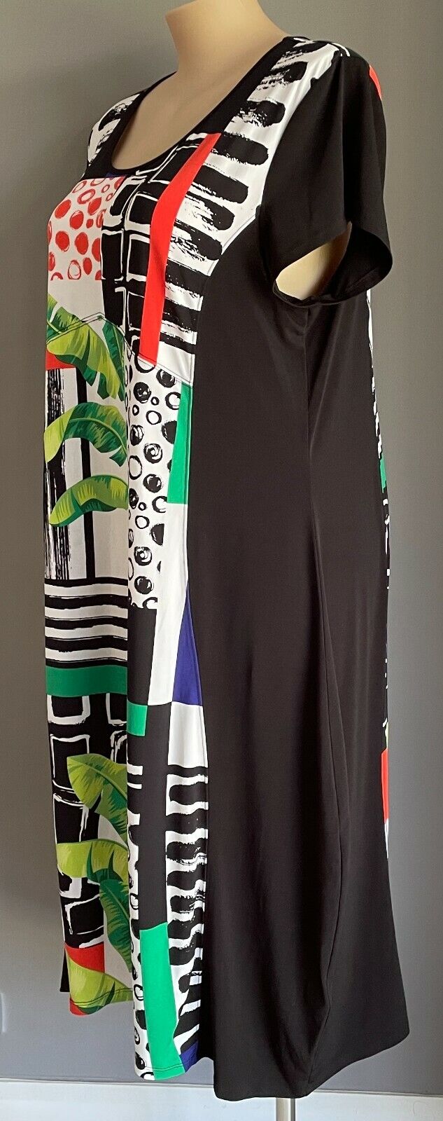 TAKING SHAPE TS Dress Multi Colour Print Cap Sleeve A-Line Style Jersey Size 18