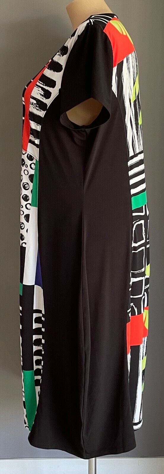 TAKING SHAPE TS Dress Multi Colour Print Cap Sleeve A-Line Style Jersey Size 18