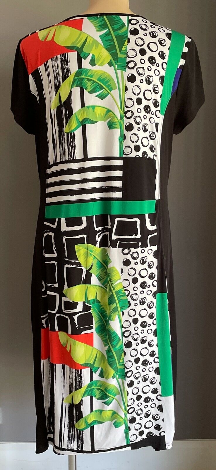 TAKING SHAPE TS Dress Multi Colour Print Cap Sleeve A-Line Style Jersey Size 18