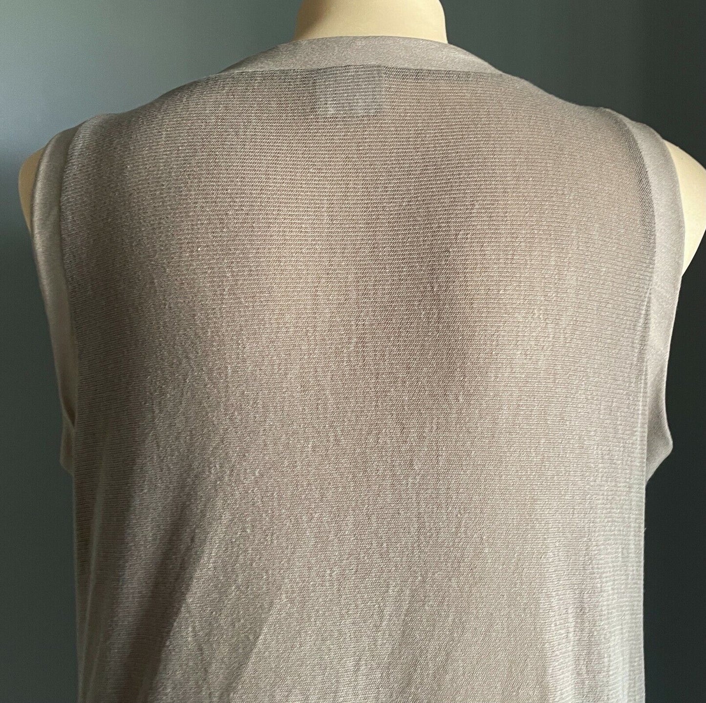 TAKING SHAPE TS Long Cardigan Stud Button Brown Sleeveless Stretch Net Plus Sz M