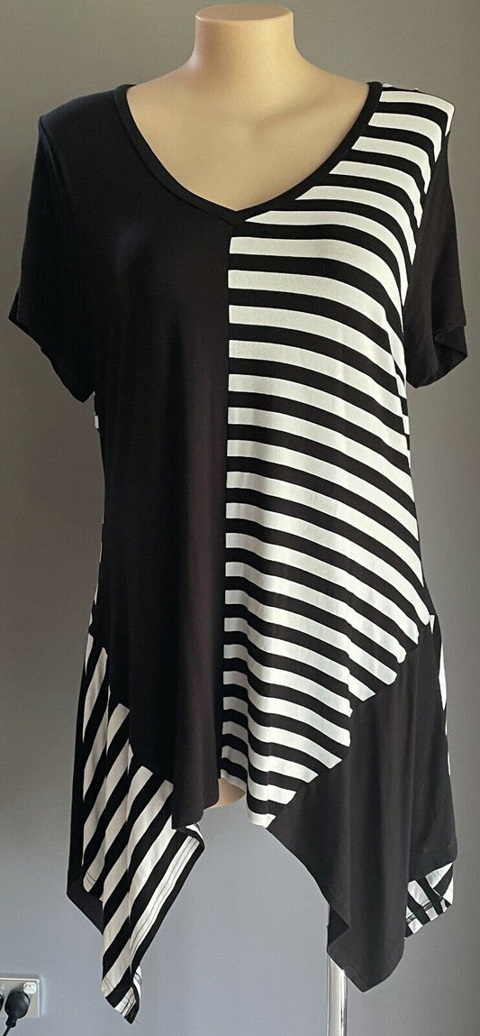 TAKING SHAPE TS Dress Black & White Stripe Short Sleeve A-Line Plus Size L