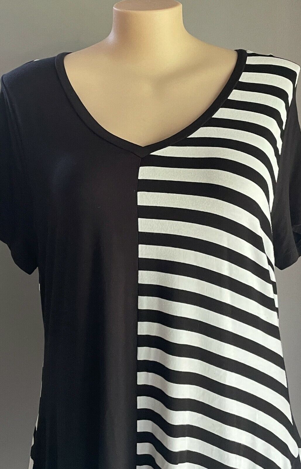 TAKING SHAPE TS Dress Black & White Stripe Short Sleeve A-Line Plus Size L
