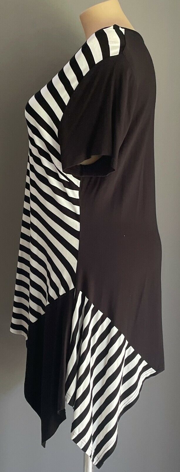 TAKING SHAPE TS Dress Black & White Stripe Short Sleeve A-Line Plus Size L