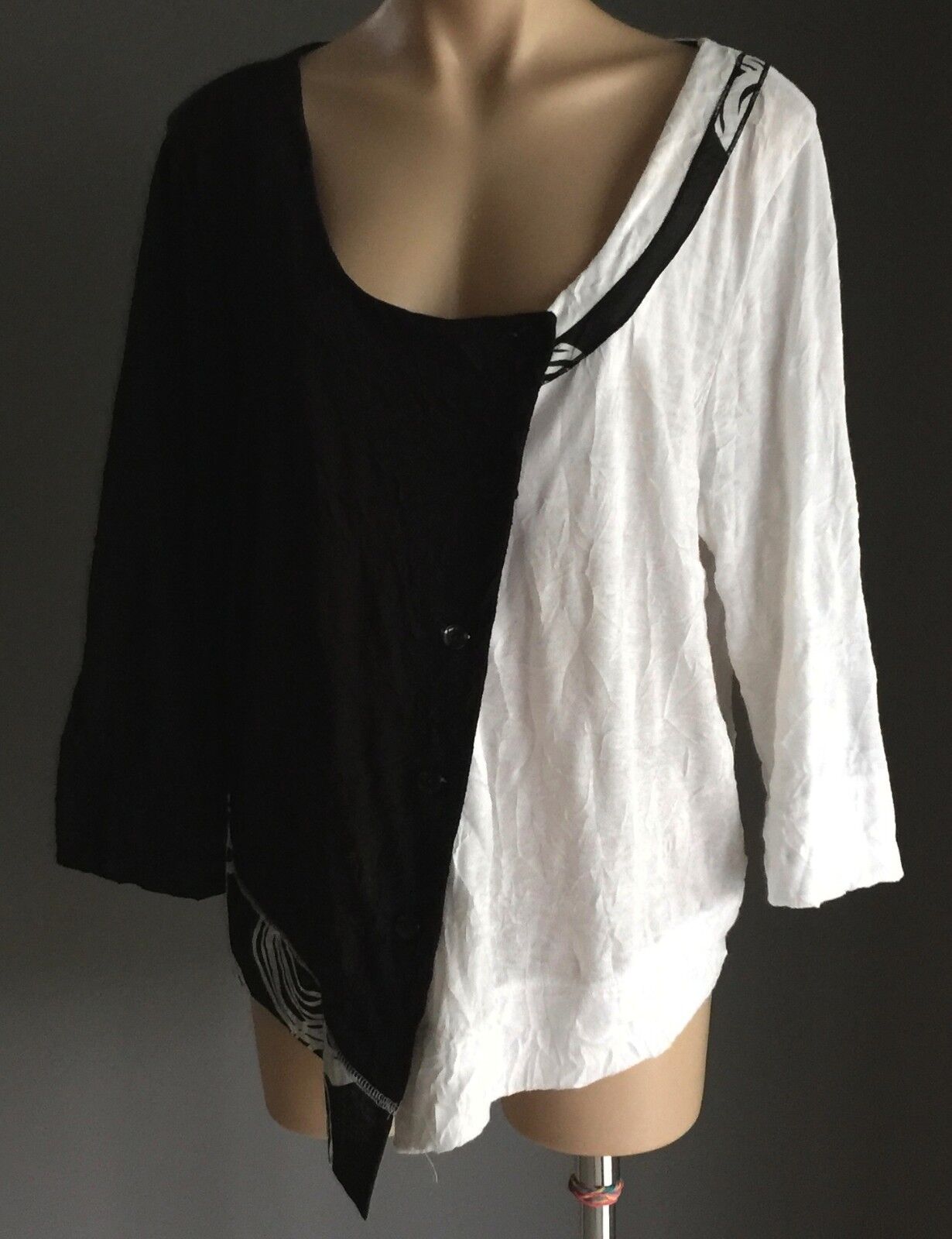 TAKING SHAPE TS Cardigan Black White Asymmetric Sweater Top Plus Size S 14 NEW