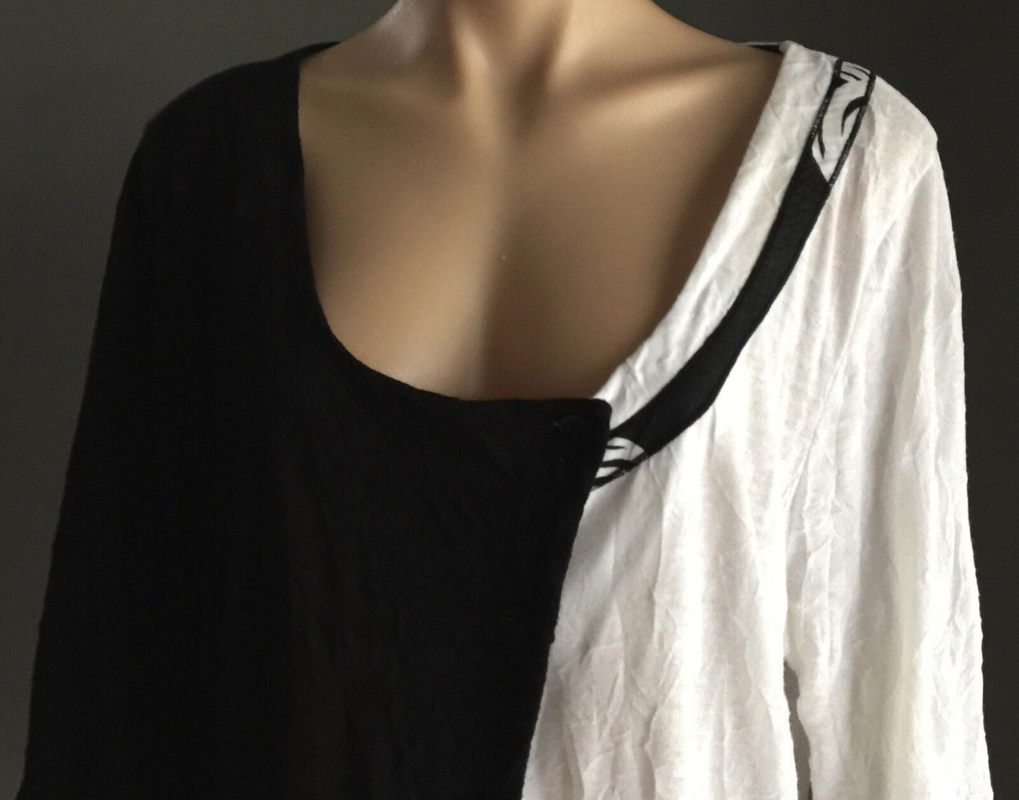 TAKING SHAPE TS Cardigan Black White Asymmetric Sweater Top Plus Size S 14 NEW