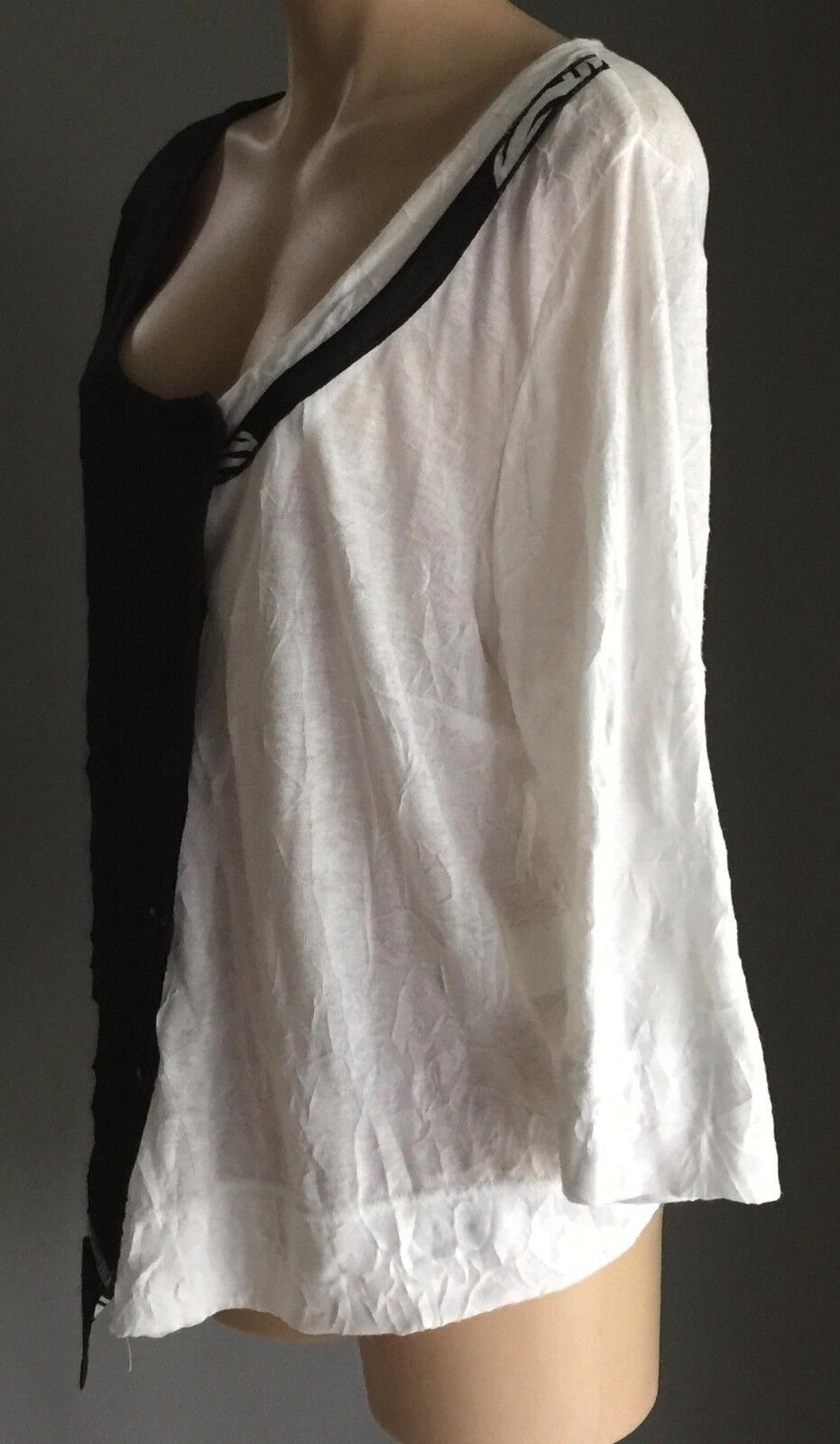 TAKING SHAPE TS Cardigan Black White Asymmetric Sweater Top Plus Size S 14 NEW