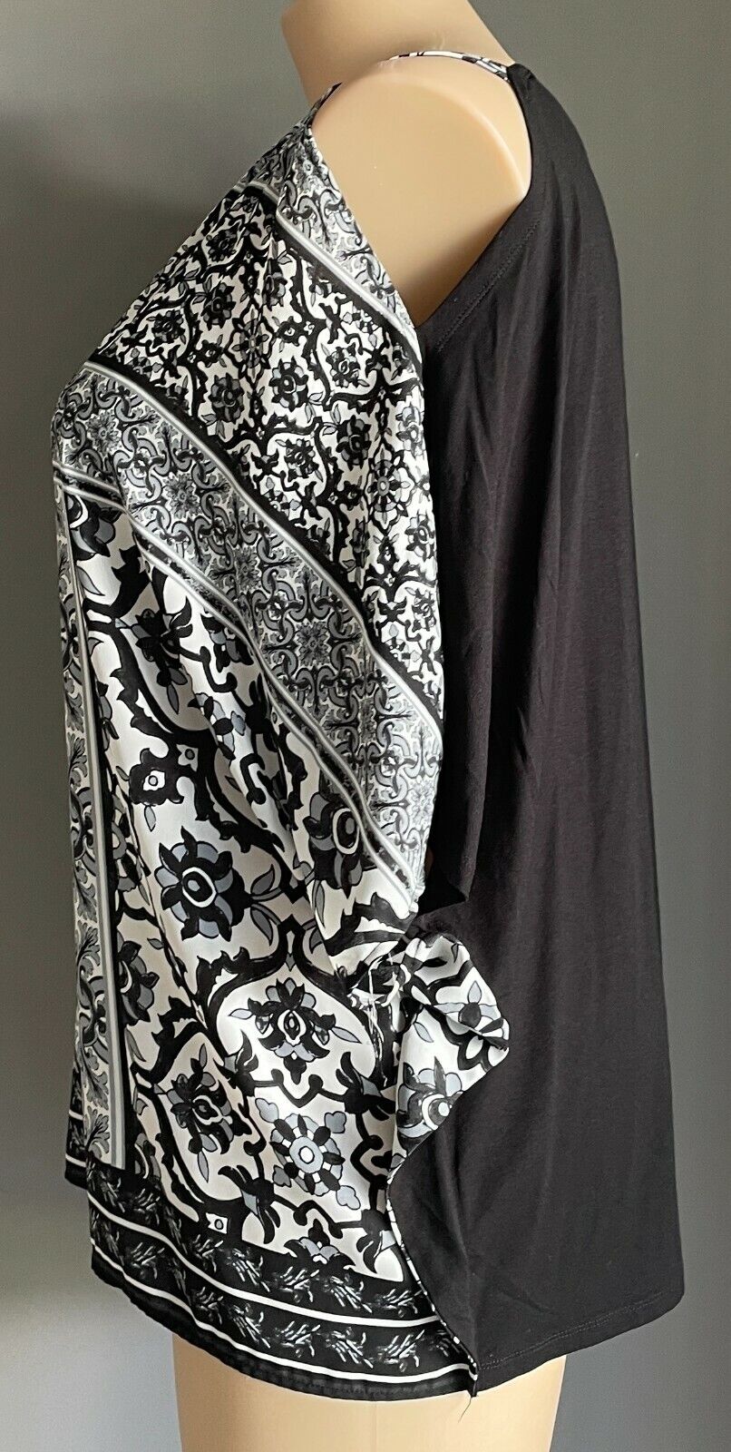AUTOGRAPH Top Cold Shoulder Black & White Print Kimono Blouse Plus Size 18