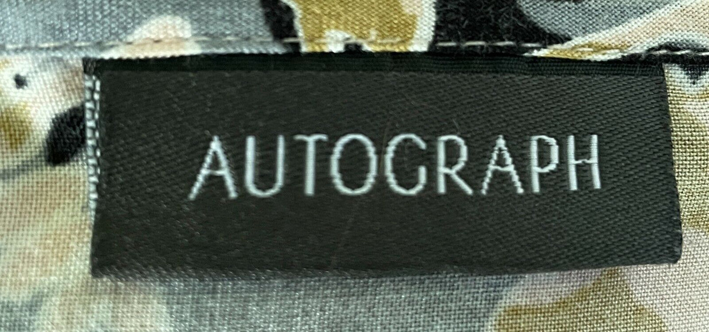 AUTOGRAPH Top Hi-Lo Blouse Blush Pink Grey Black Khaki Floral 3/4 Sleeve Size 18