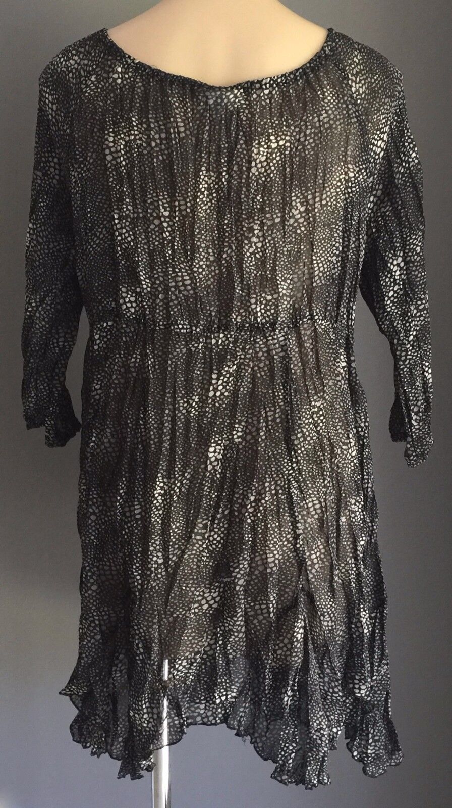 AUTOGRAPH Top Peasant Semi Sheer Black & Grey 3/4 Sleeve Plus Size 16 Retro NEW