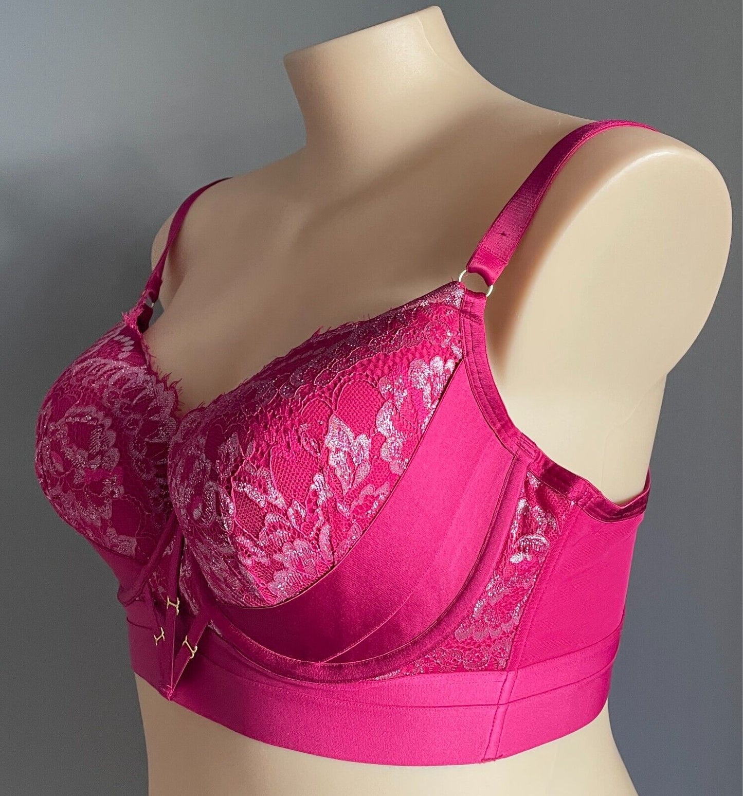 CITY CHIC Alexis Contour Longline Bra Garnet Size 20D Lace Trim Underwire NEW