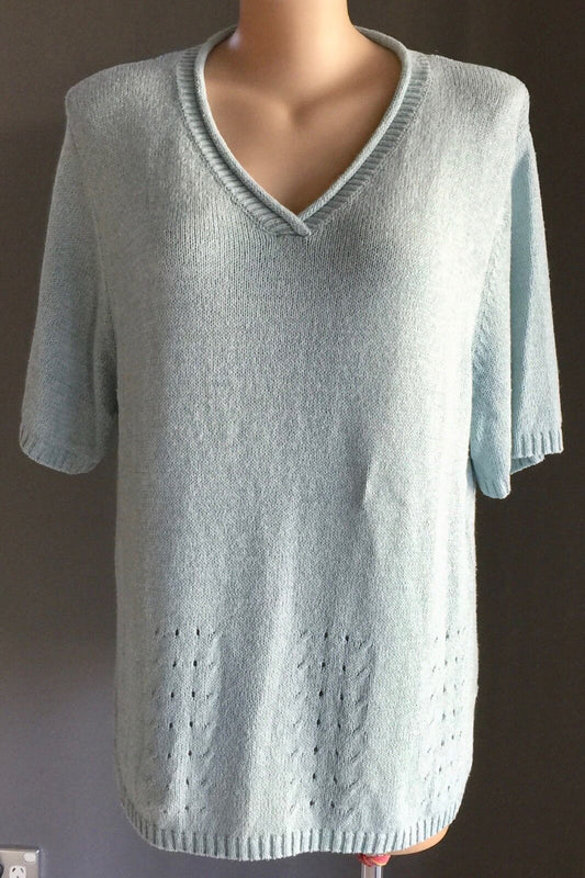 TARGET Top Knit Light Blue Short Sleeve Quality Sweater Ladies Plus Size 24