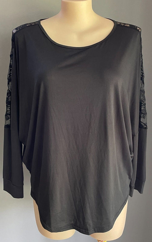 NEXTMIA Top Black Dolman Sleeve Stretch Lace back and Sleeves Plus Size 24 NEW