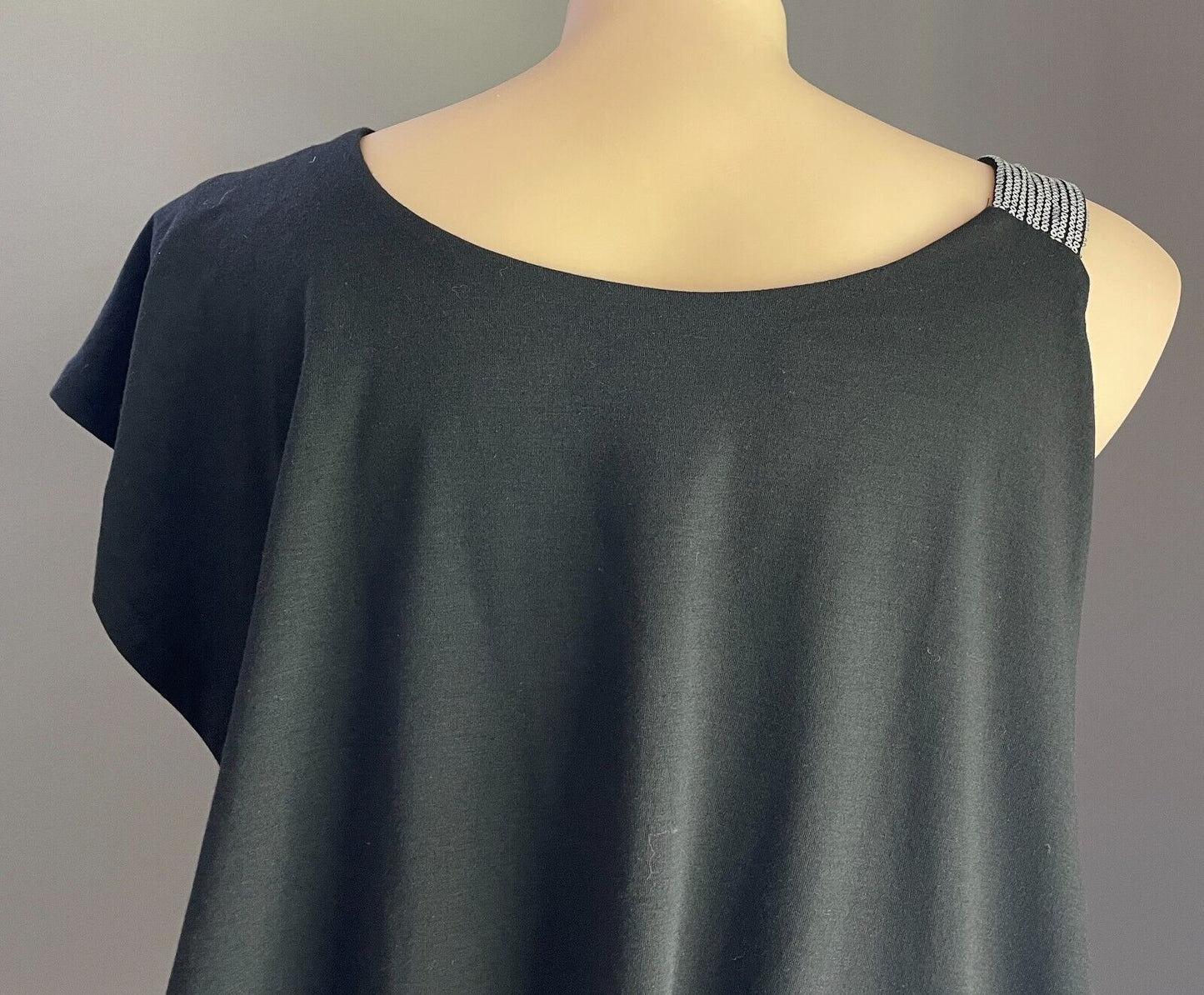 NEXTMIA Dress One Shoulder Sequin Trim Stretch Black Mini Overlay Plus Size 26