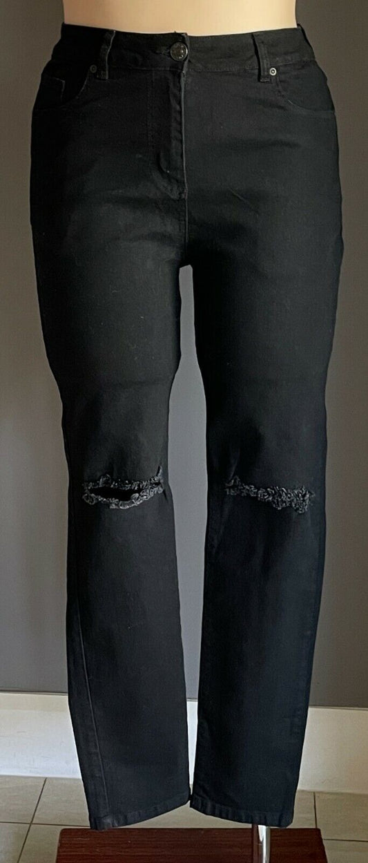 Heart YOURS SKINNY Ripped Knee Jeans Black Stretch Denim  Plus Size 18