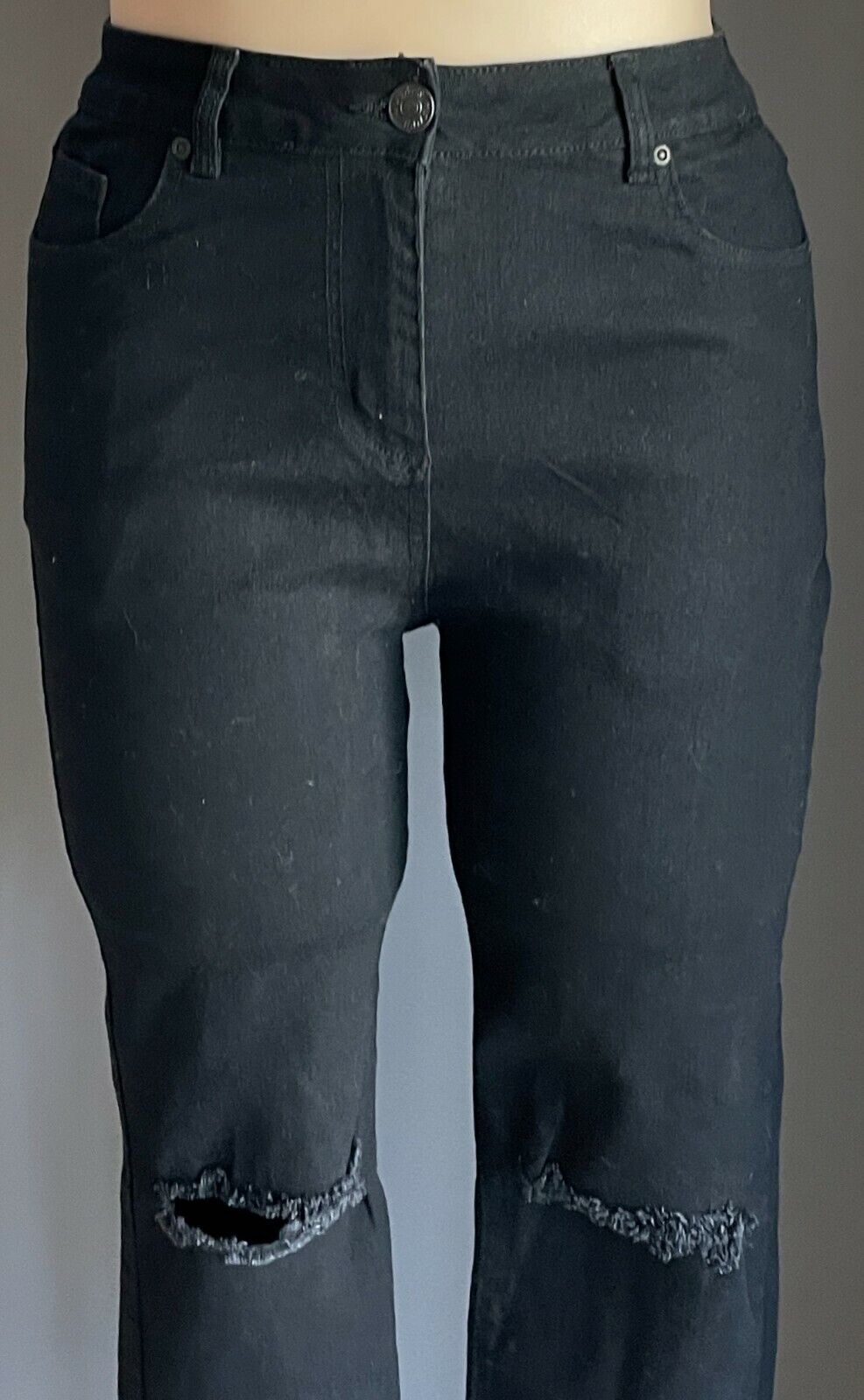 Heart YOURS SKINNY Ripped Knee Jeans Black Stretch Denim  Plus Size 18