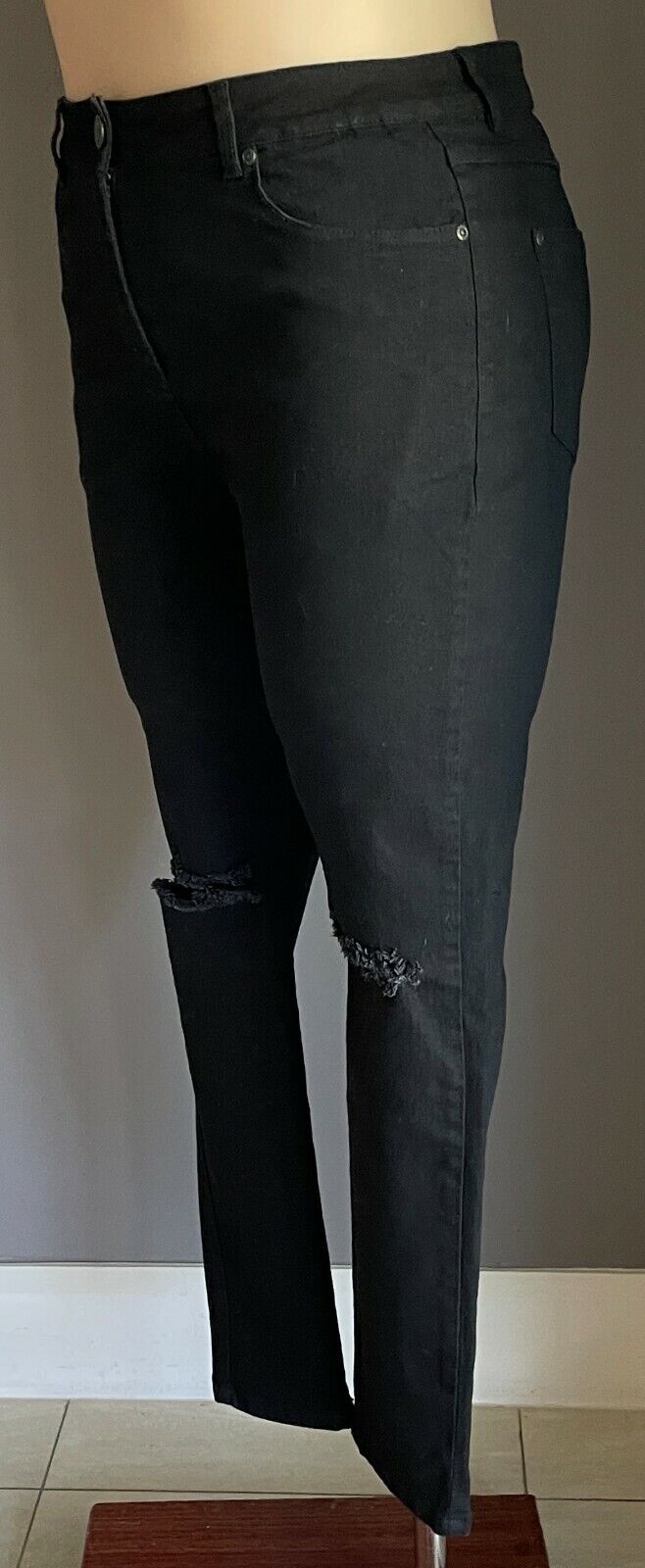 Heart YOURS SKINNY Ripped Knee Jeans Black Stretch Denim  Plus Size 18
