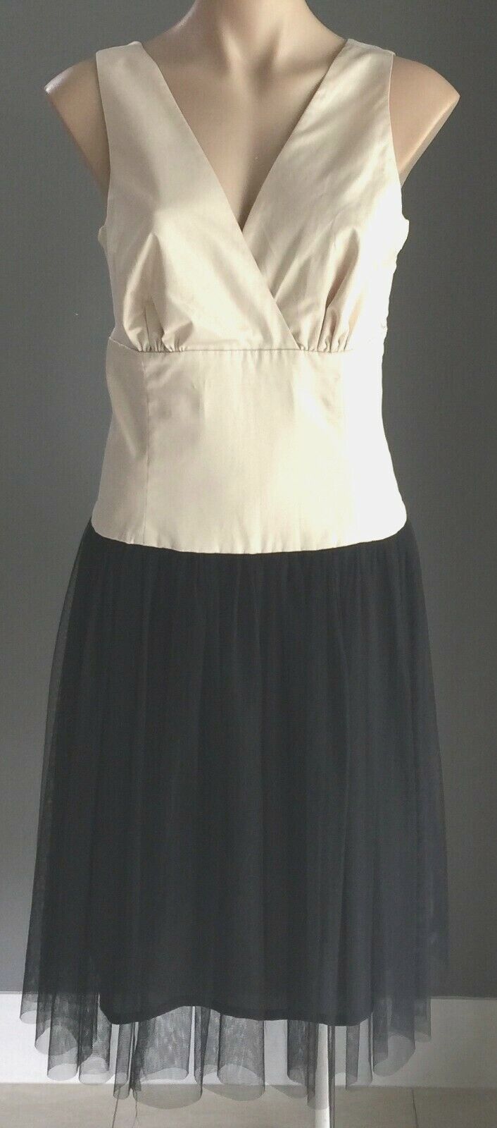 TARGET Dress Drop Waist Tulle Skirt Sleeveless Ivory & Black Ladies Size 16 NEW