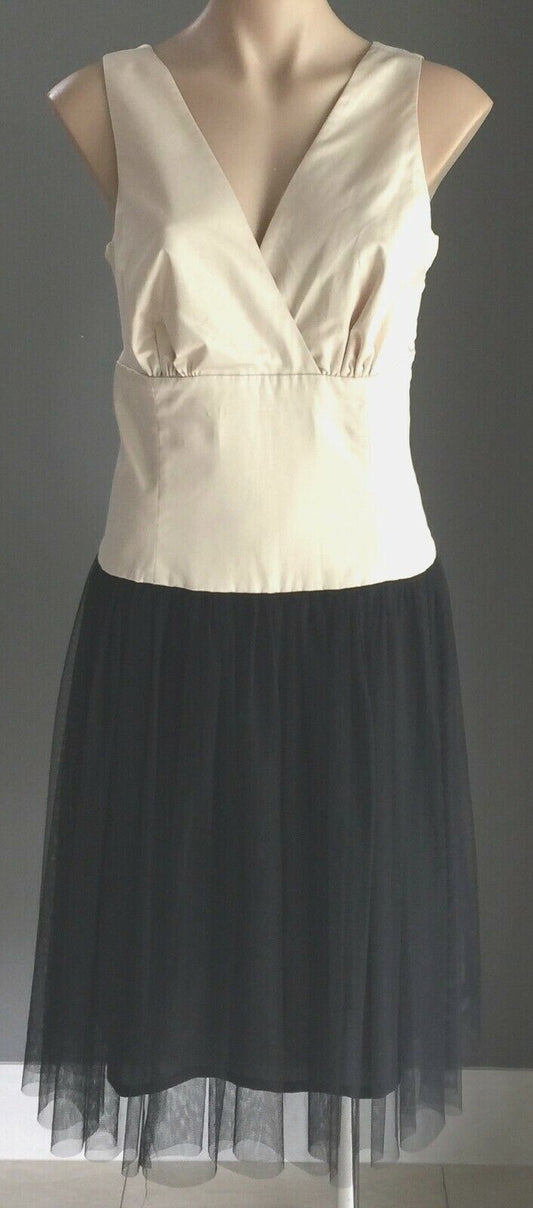 TARGET Dress Drop Waist Tulle Skirt Sleeveless Ivory & Black Ladies Size 16 NEW