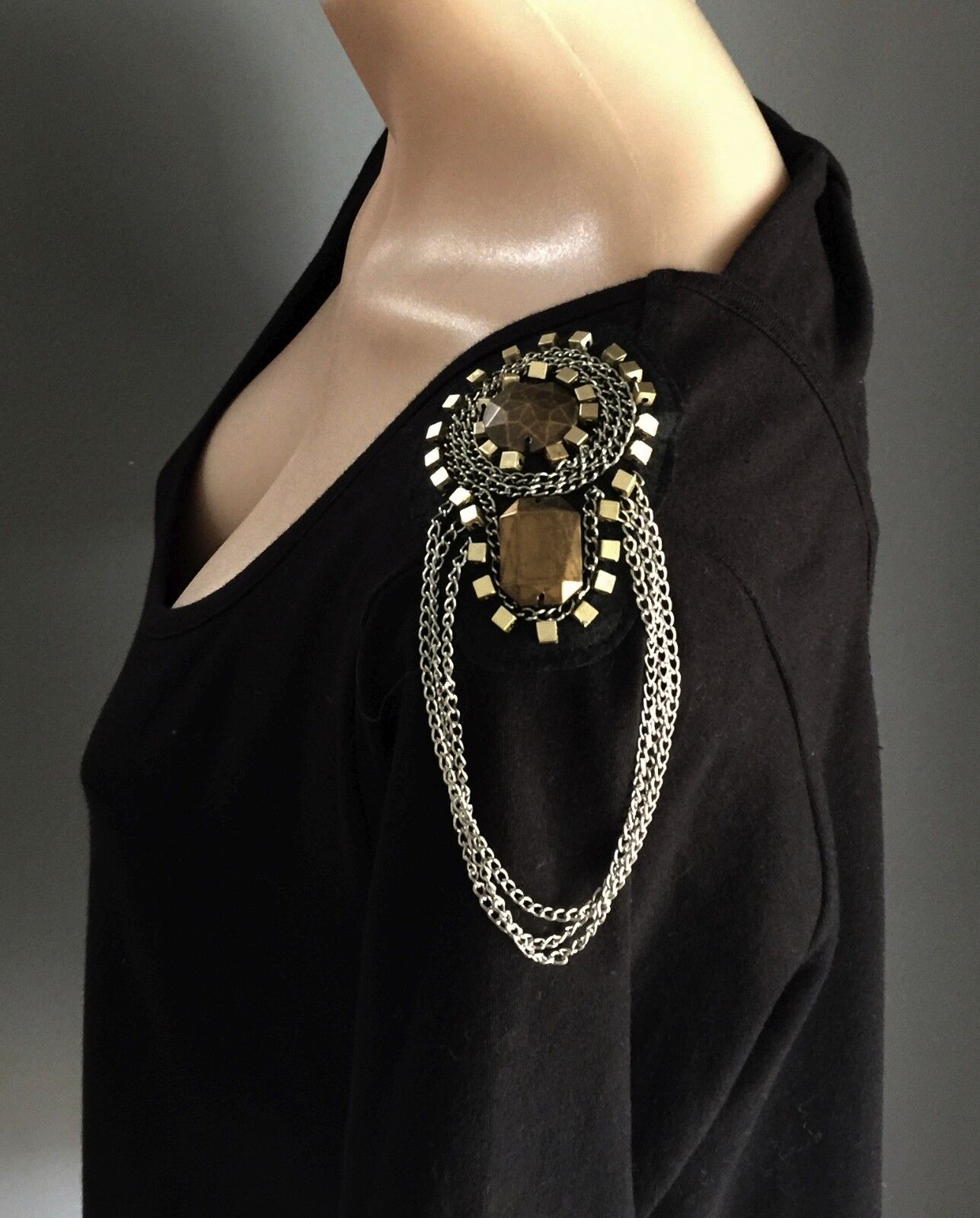 RIVERS Shift Dress Black Embellished Shoulder Stretch Short Sleeve Size 16 NEW