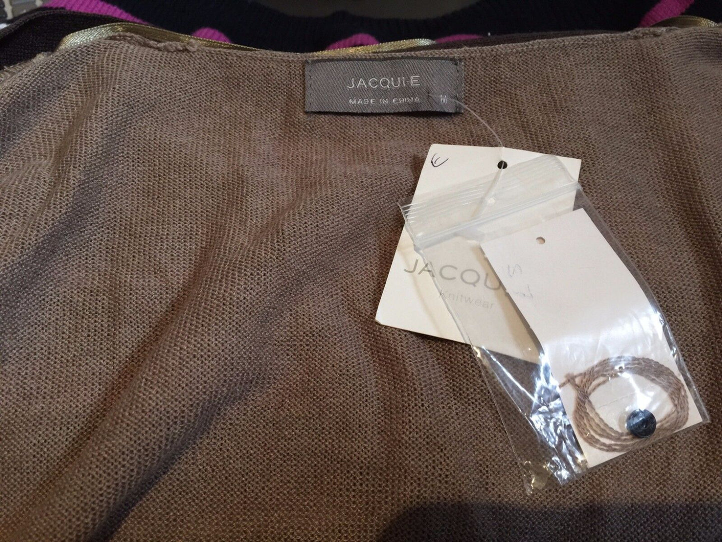 JACQUI E Cardigan Brown Jacket Long Sleeve Knit Drawstring Waist Size M 12 NEW