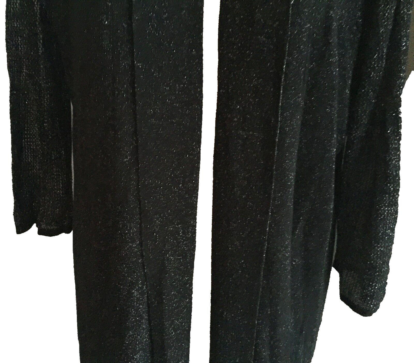 KNITWELL Drape Cardigan Open Jacket Black & Silver Lurex Knit Size L 12 14 NEW