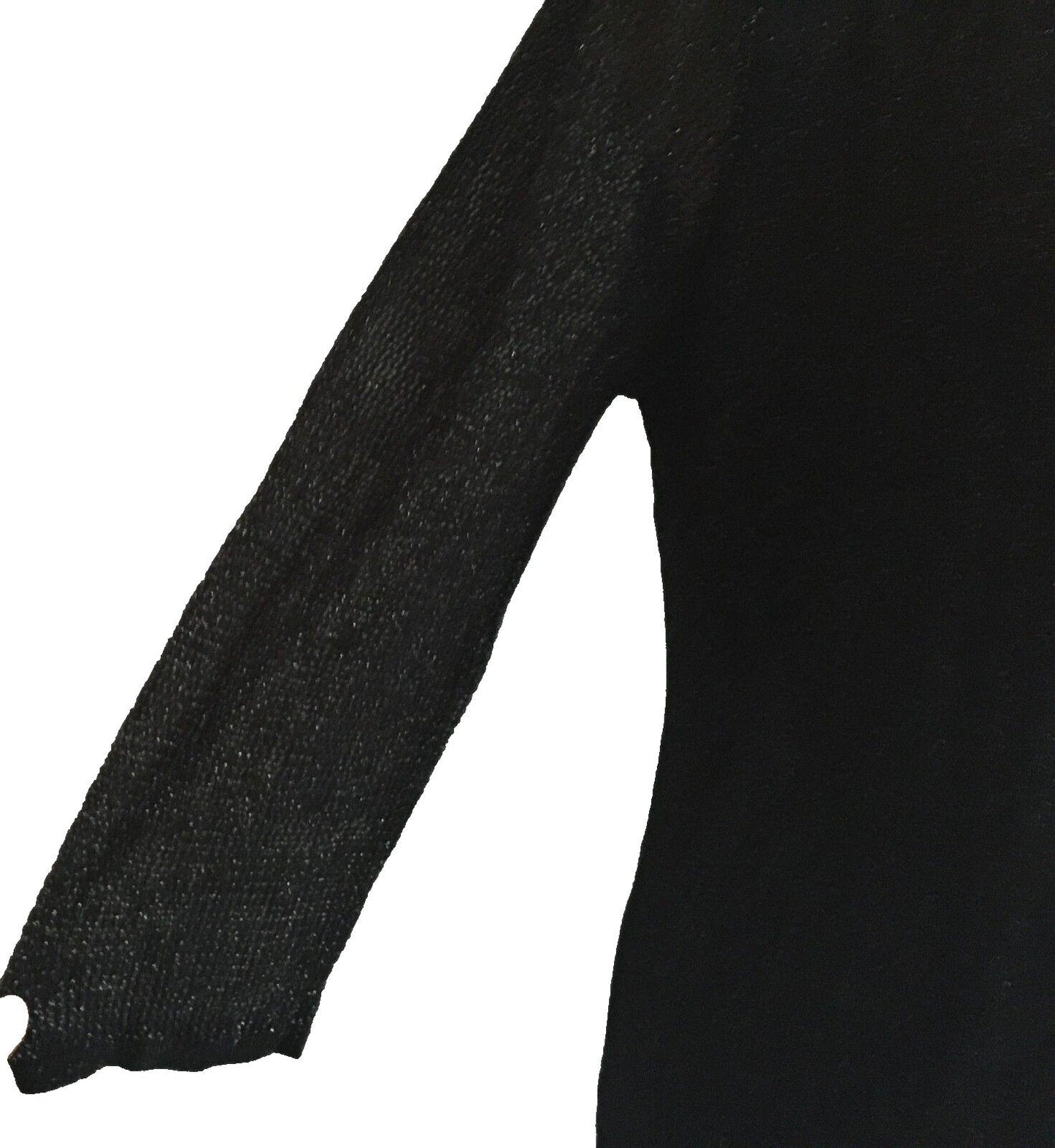KNITWELL Drape Cardigan Open Jacket Black & Silver Lurex Knit Size L 12 14 NEW
