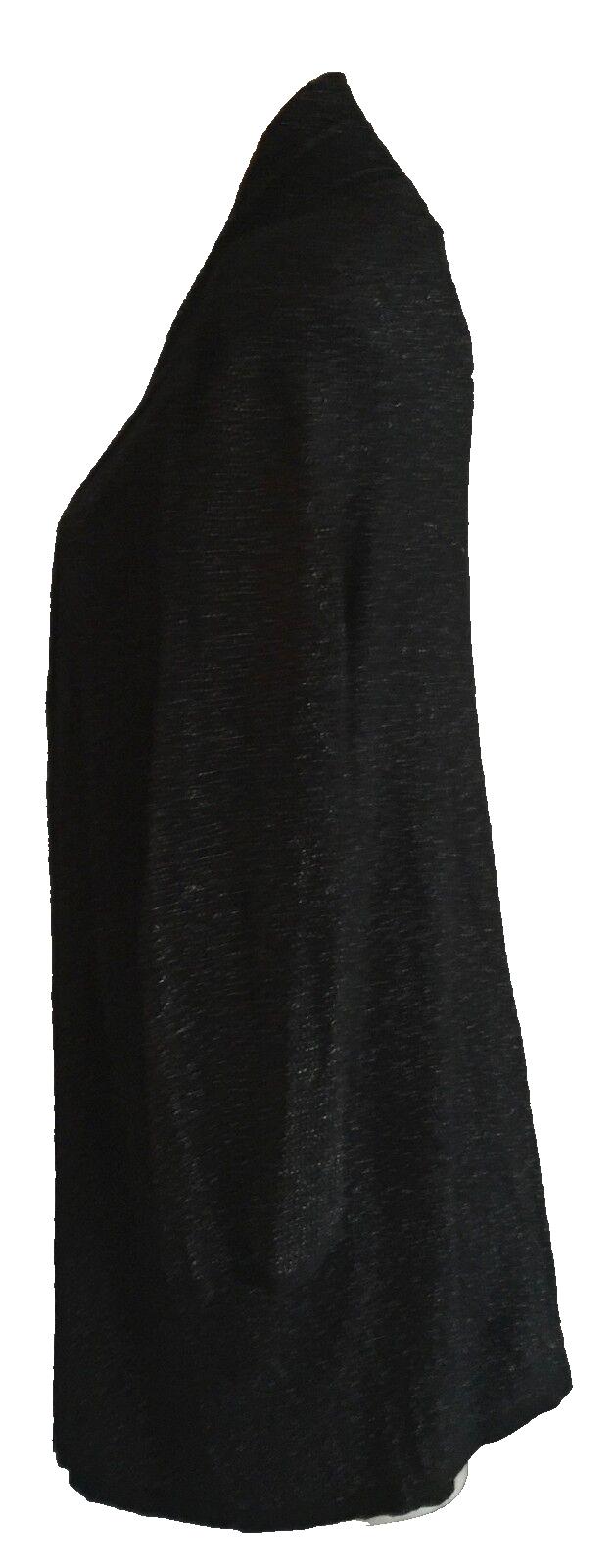 KNITWELL Drape Cardigan Open Jacket Black & Silver Lurex Knit Size L 12 14 NEW