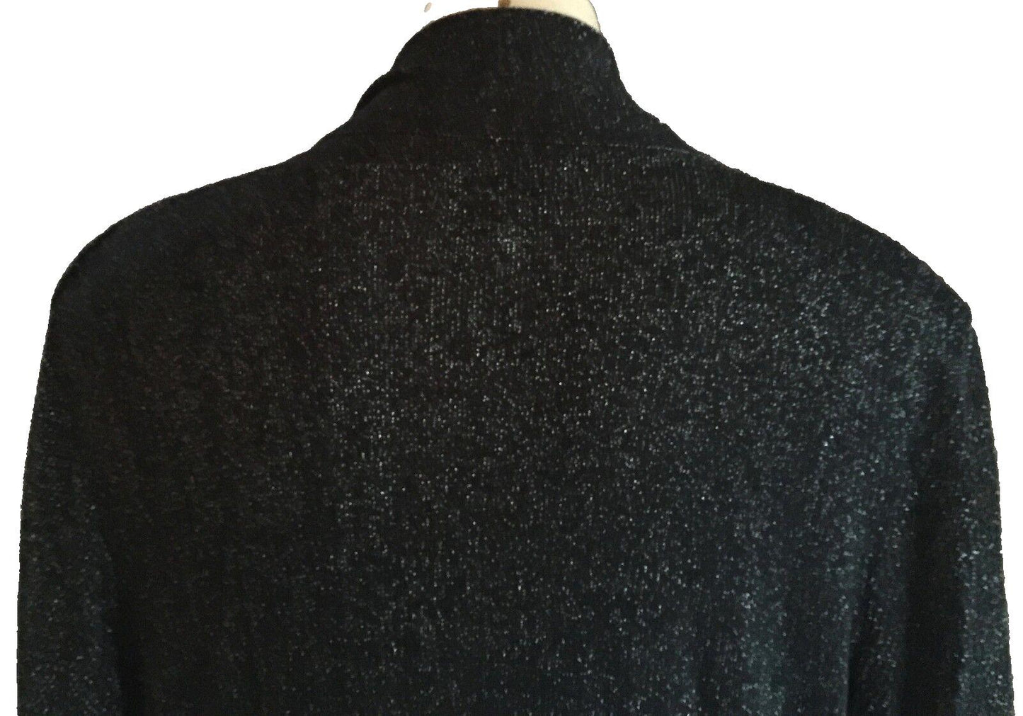 KNITWELL Drape Cardigan Open Jacket Black & Silver Lurex Knit Size L 12 14 NEW