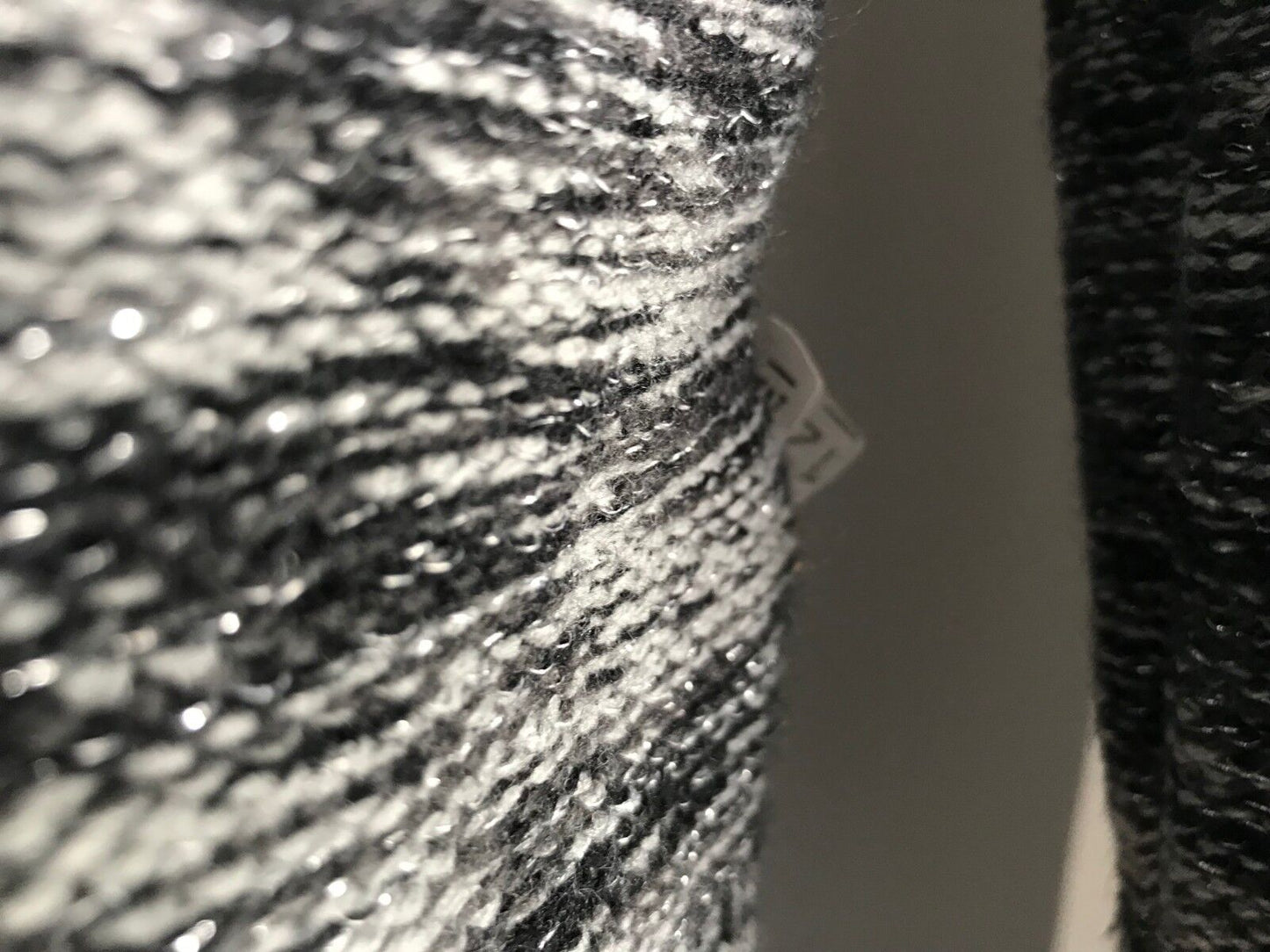 Crop Buttoned Cardigan Black Grey Silver Lurex 3/4 Sleeve Knit Ladies Size M 12