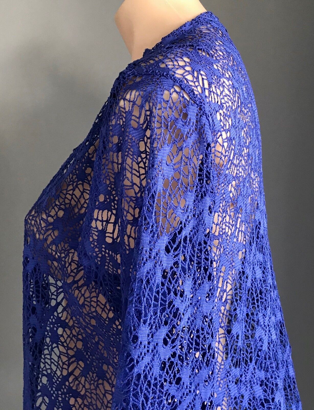 BLACK PEPPER Drape Cardigan Cobalt Blue Net Lace 3/4 Sleeve Ladies Size 12 NEW