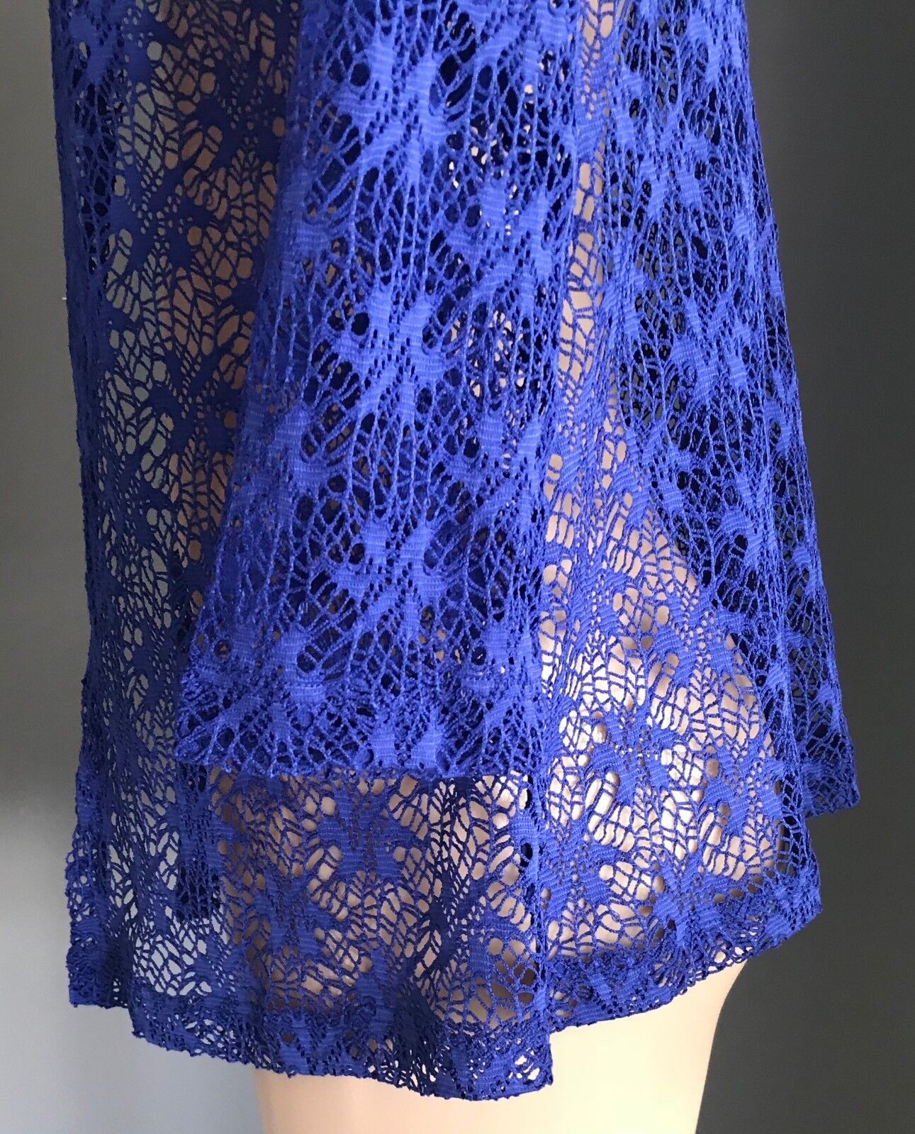 BLACK PEPPER Drape Cardigan Cobalt Blue Net Lace 3/4 Sleeve Ladies Size 12 NEW