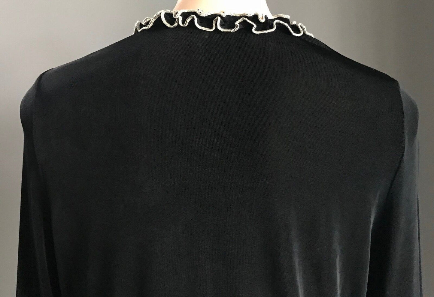 FELLA HAMILTON Cardigan Long Sleeve Black & White Frill Trim Size 12 Vintage