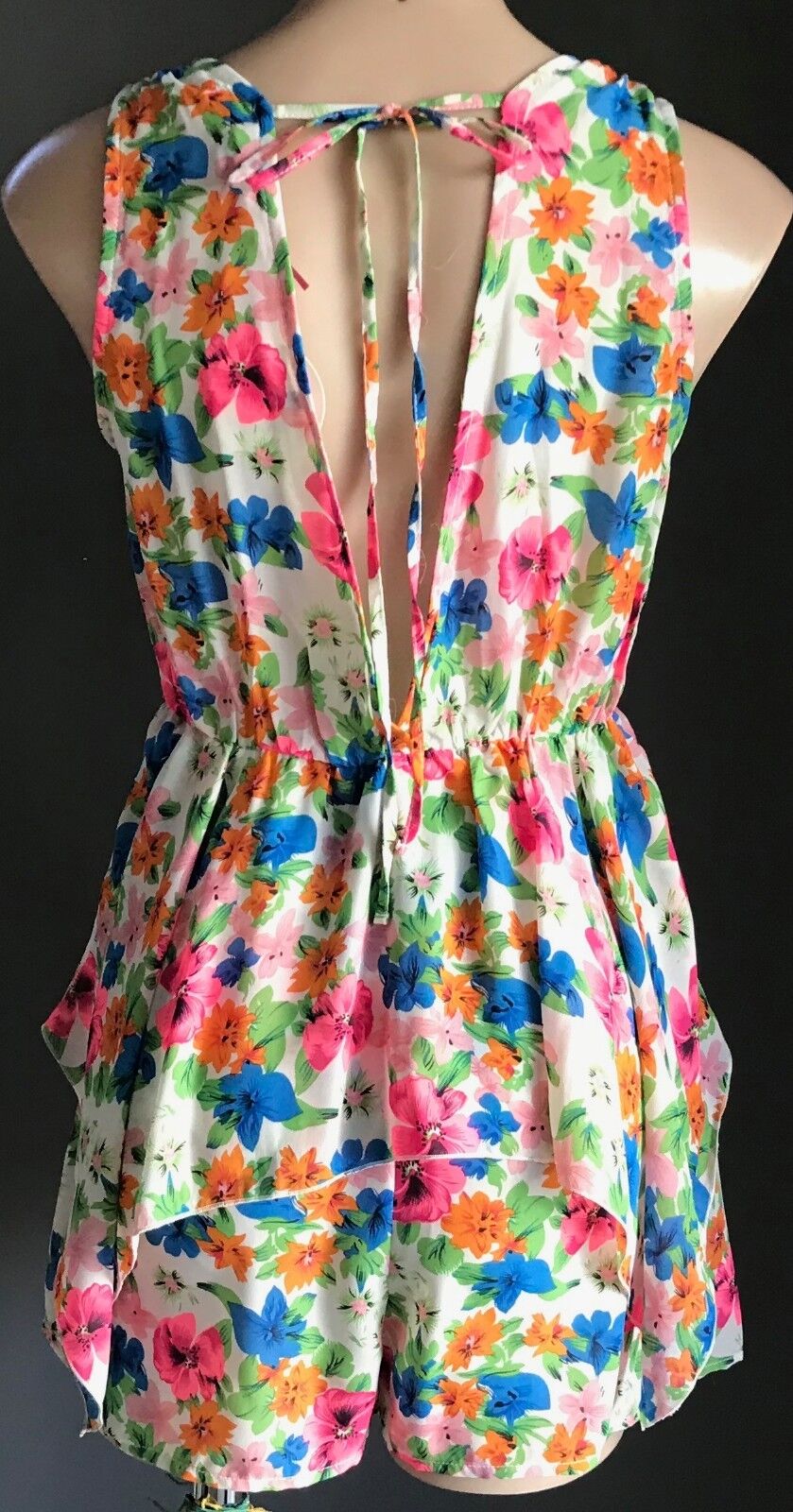 AZURE CLOTHING Romper Multi Coloured Floral Playsuit Shorts Size L 12 NEW