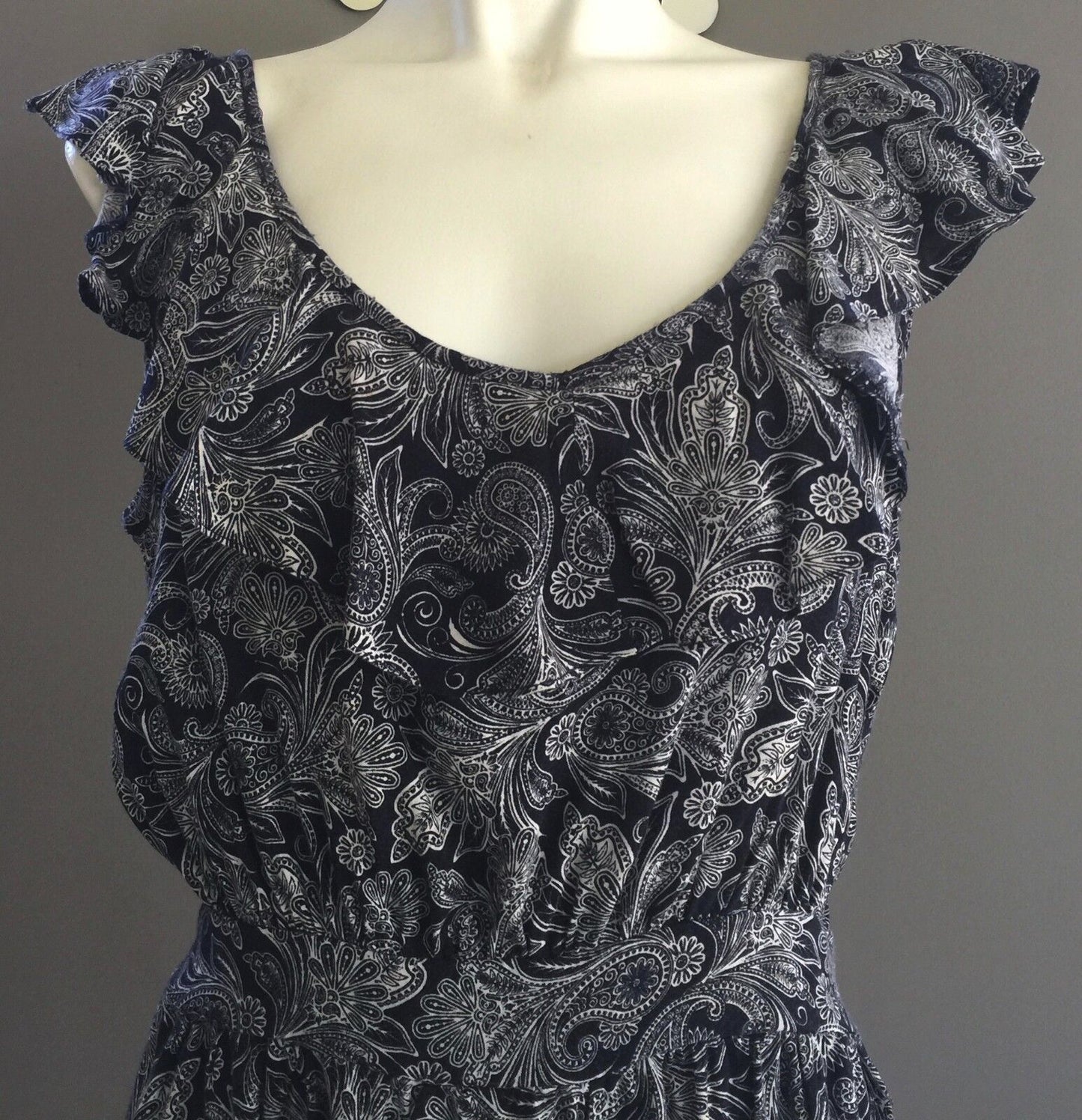 FACTORIE Romper Paisley Playsuit Jumpsuit Blue & White Size 8 10 Shorts NEW
