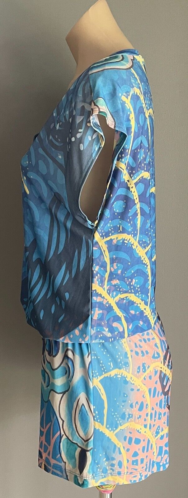 ED HARDY Jumpsuit Blue Ocean Theme Playsuit Elastic Waist Crystal Trim M 12