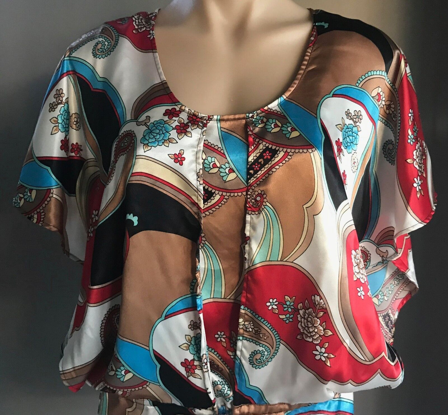ONE TEASPOON Romper MultiColoured & Print Kimono Sleeve Playsuit Shorts Sz 8 10