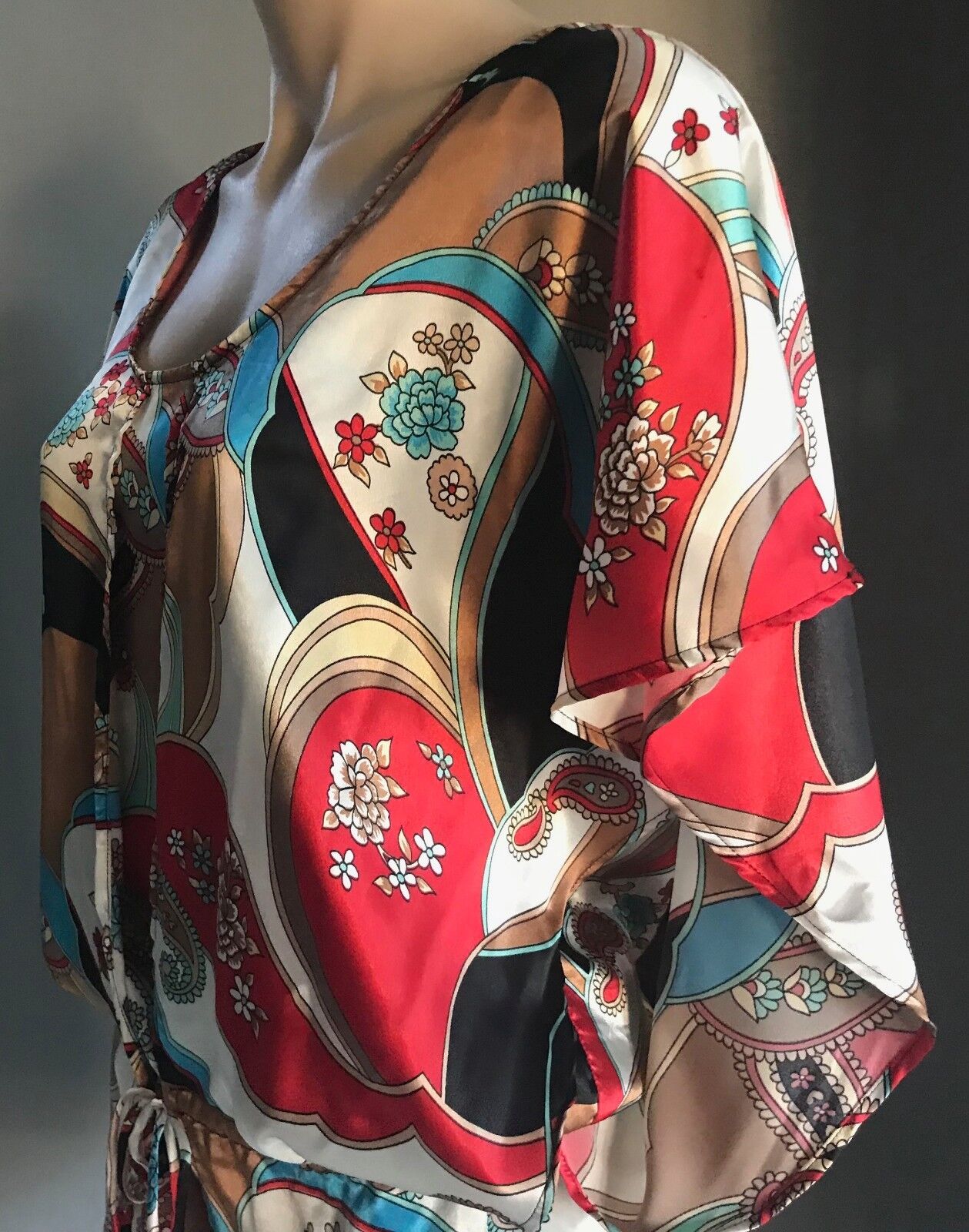 ONE TEASPOON Romper MultiColoured & Print Kimono Sleeve Playsuit Shorts Sz 8 10