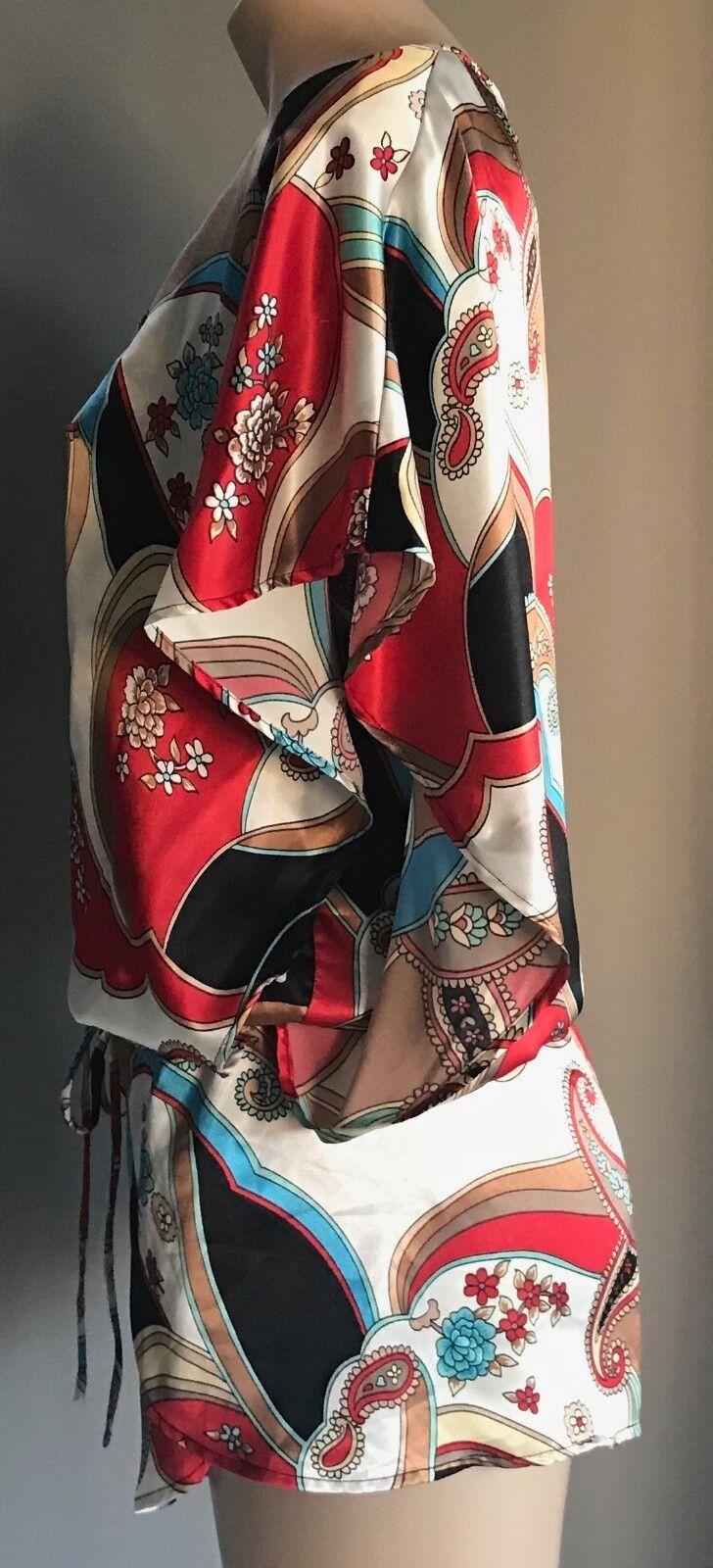 ONE TEASPOON Romper MultiColoured & Print Kimono Sleeve Playsuit Shorts Sz 8 10