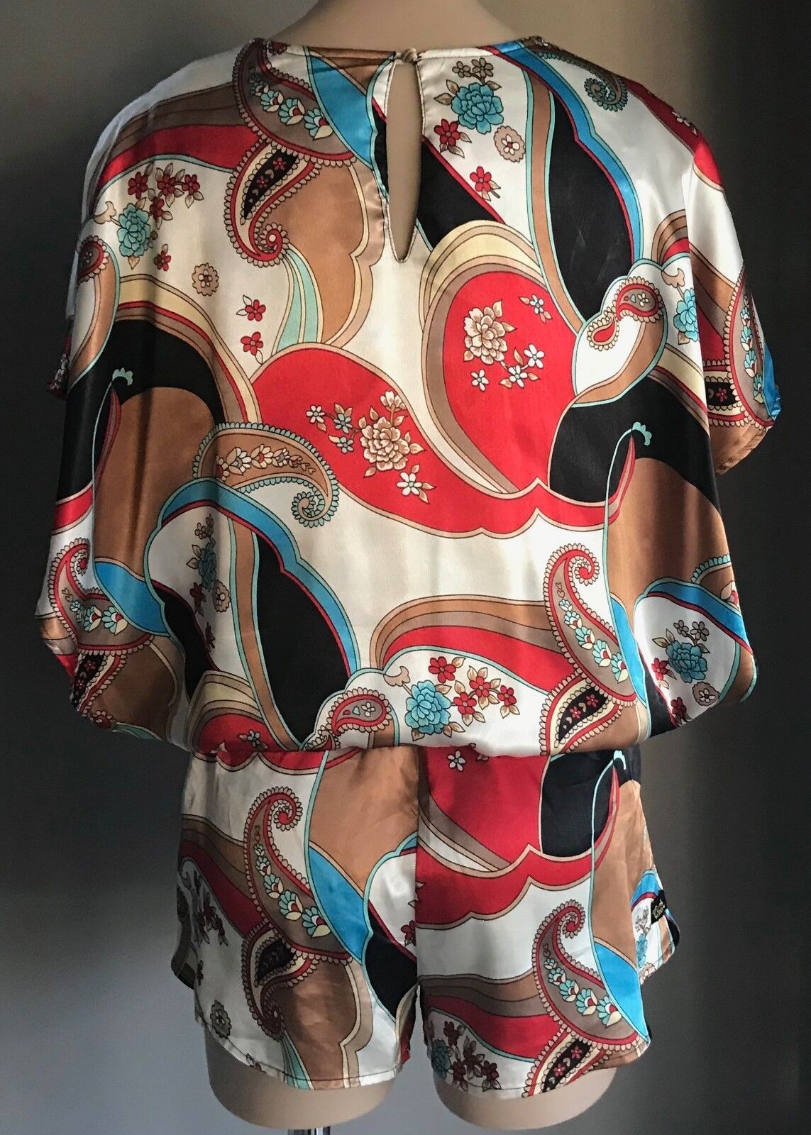 ONE TEASPOON Romper MultiColoured & Print Kimono Sleeve Playsuit Shorts Sz 8 10