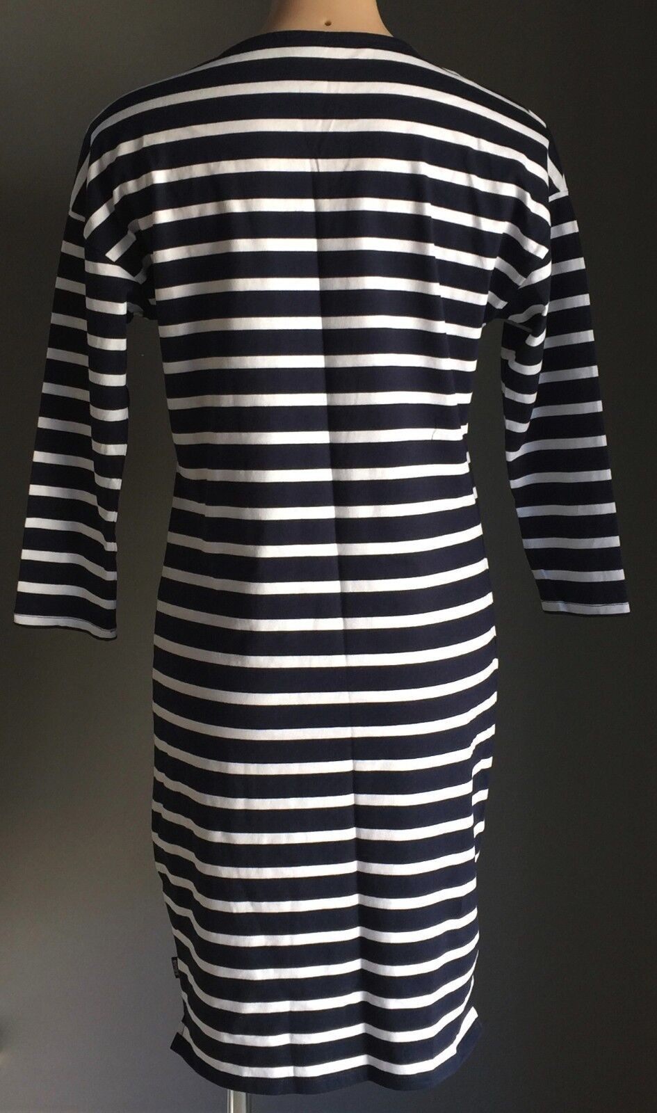 BONDS Blue & White Stripe 3/4 Sleeve Stretch Midi Dress Ladies Size M 10 12 NEW