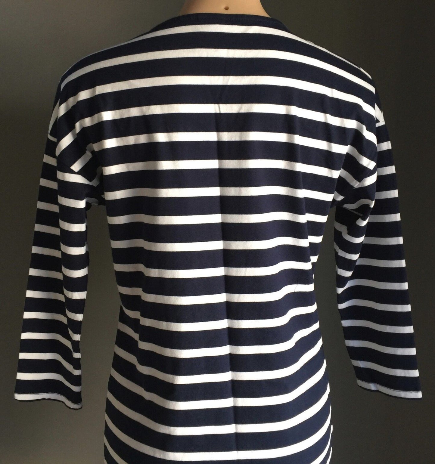 BONDS Blue & White Stripe 3/4 Sleeve Stretch Midi Dress Ladies Size M 10 12 NEW