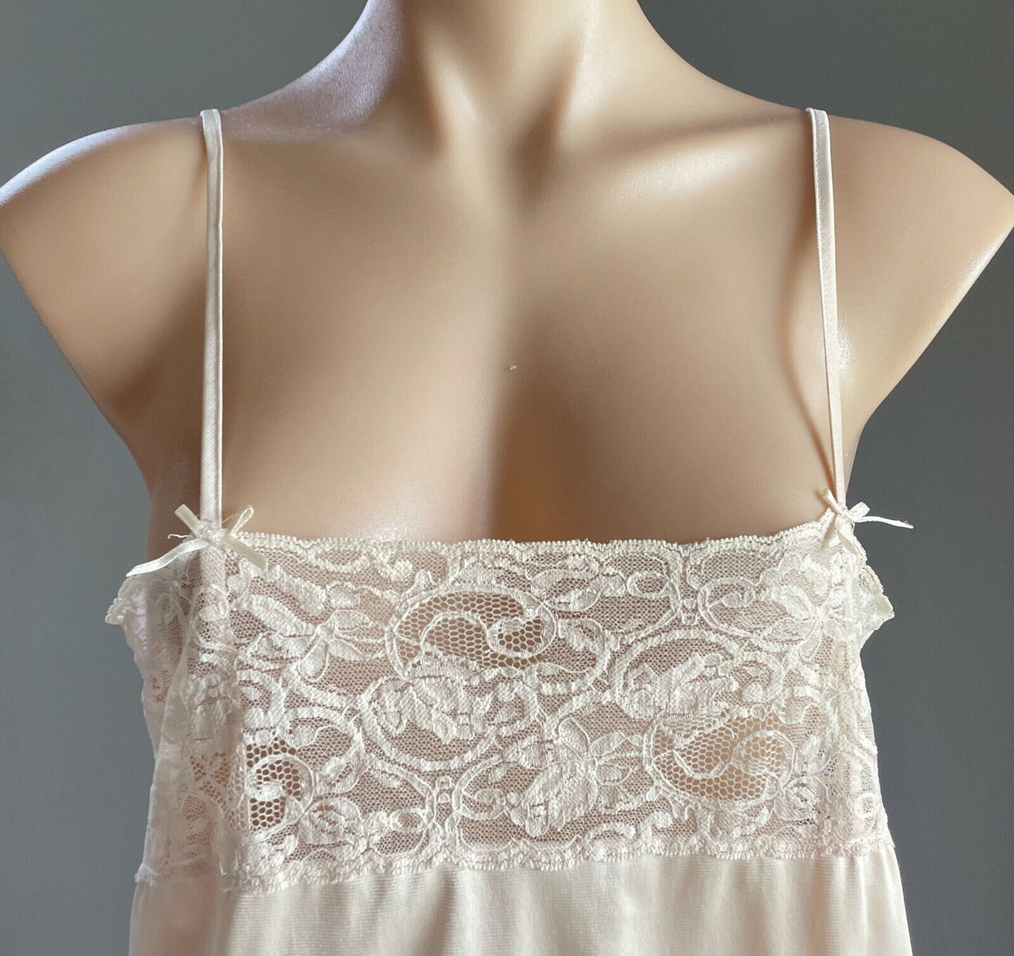 TARGET Camisole Natural Beige Silky  w Lace Panel Trim Ladies Cami Size 12 NEW