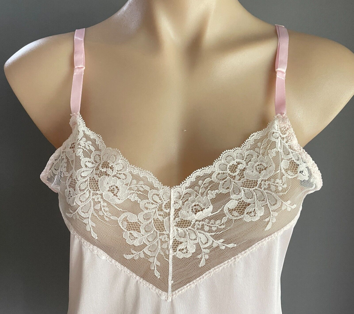 FORBES FASHIONS Cami Baby Pink Camisole w Lace Adjustable Strap Size 10 Vintage