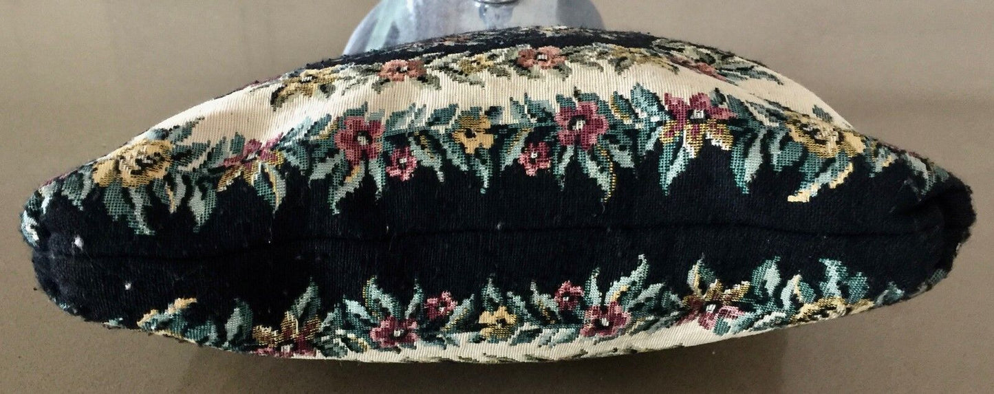 VINTAGE BAG Floral Tapestry Amber Resin Frame Clutch Bag Purse Hong Kong Handbag